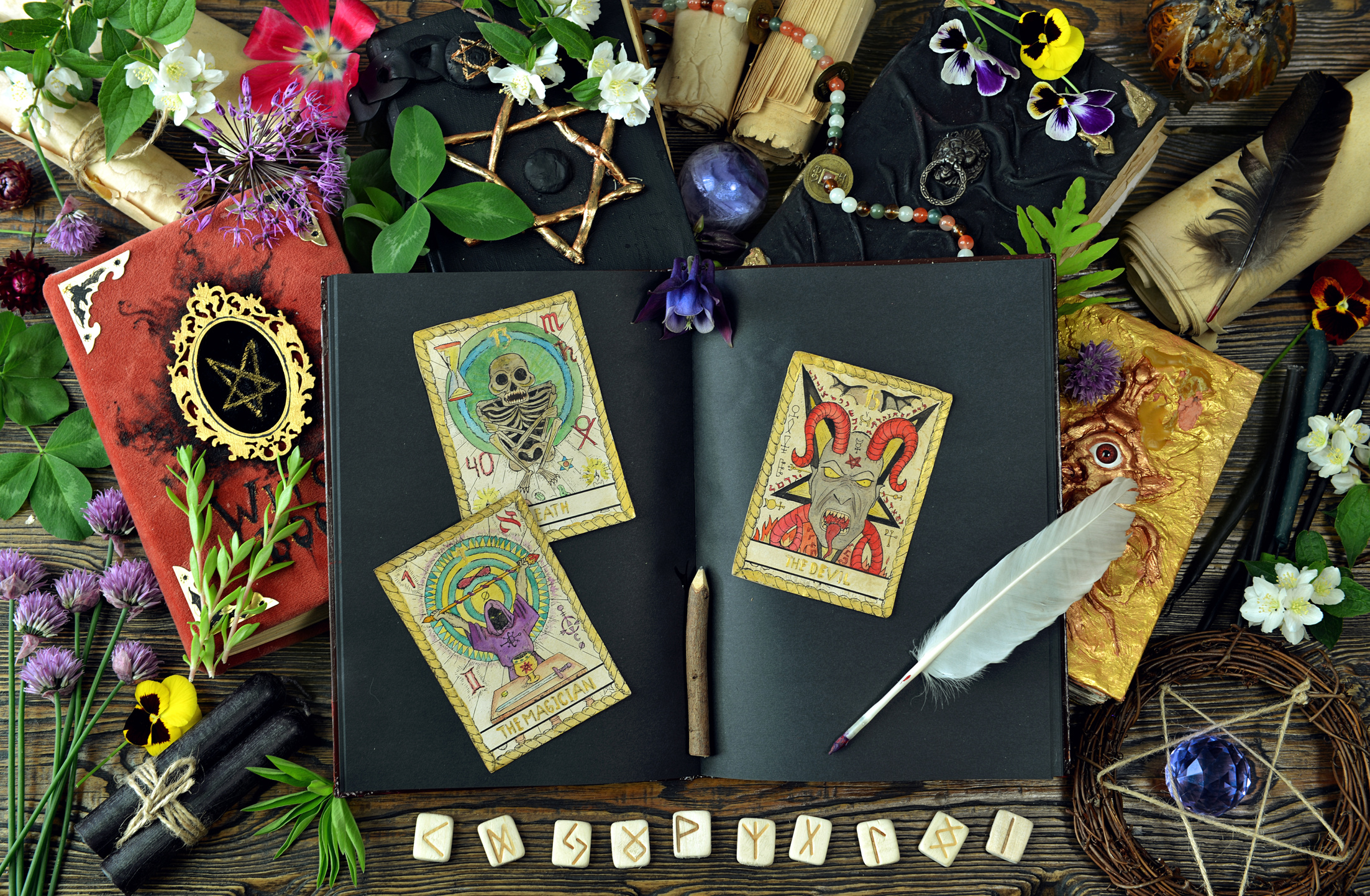 Mystic Still Life with Magic Objects, Esoteric, Occult and Wicca Concept